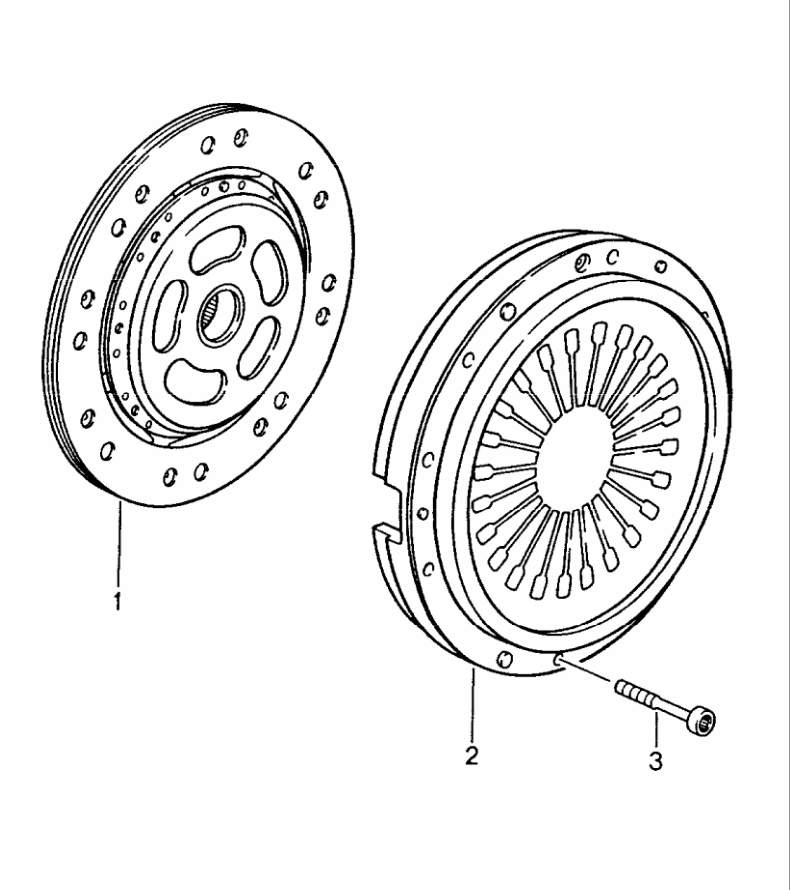 Porsche factory catalogue illustration, group 301-00, showing the flywheel and clutch assembly