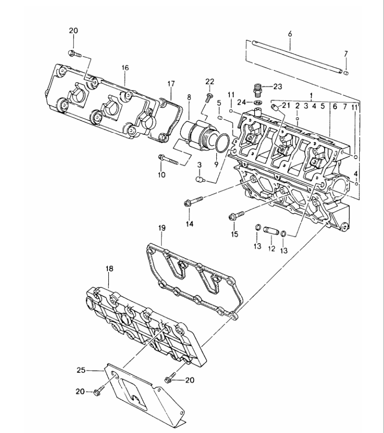 Porsche factory catalogue illustration, group 103-07, showing the valve covers assembly