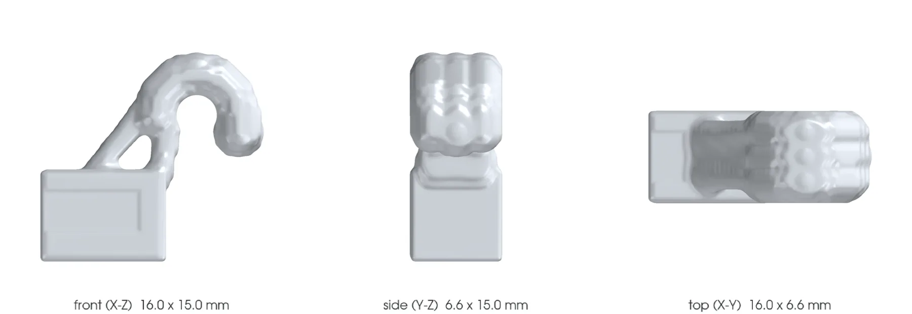 Concept CAD orthographic views for 993-elec-headlamp-spring-hook-f0-0001.