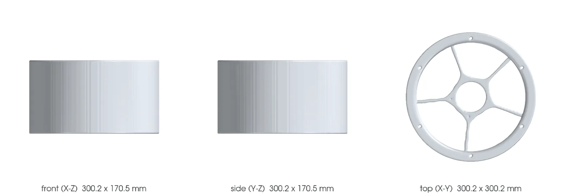 Concept CAD orthographic views for 993-eng-fan-housing-alsi10mg-f0-0001.