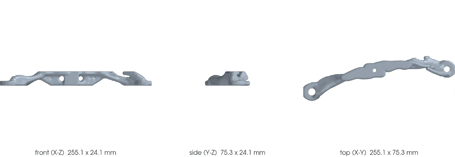 Concept CAD orthographic views for 993-eng-intercooler-bracket-ti-f0-0001.
