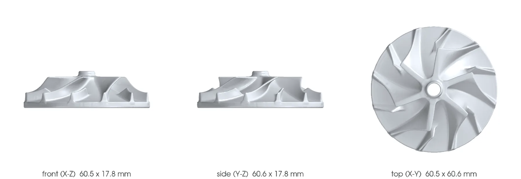 Concept CAD orthographic views for 993-eng-k16-compressor-wheel-al2139-f1-0001.