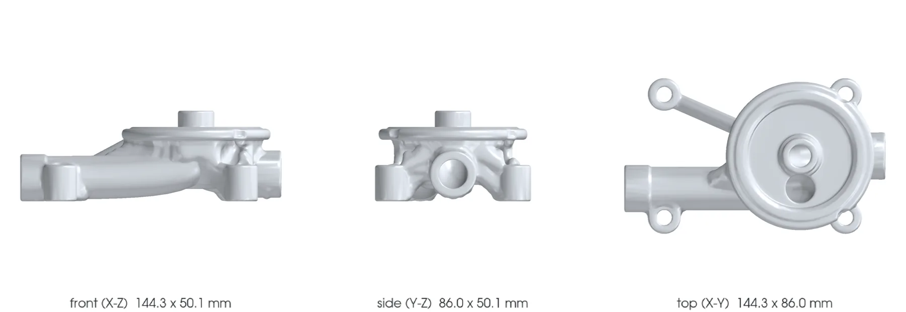 Concept CAD orthographic views for 993-eng-oil-filter-console-alsi10mg-f0-0001.