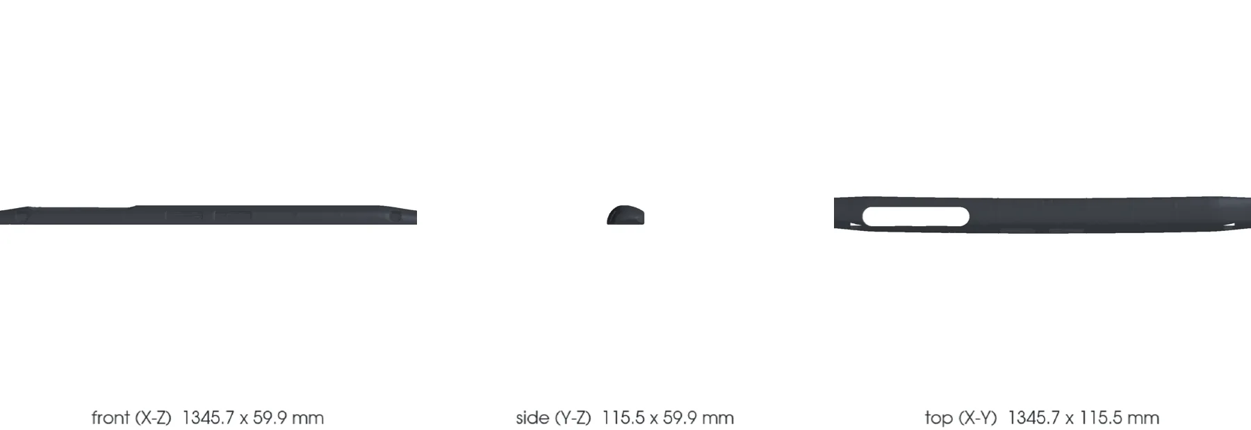 Concept CAD orthographic views for 993-int-dashboard-trim-0001.