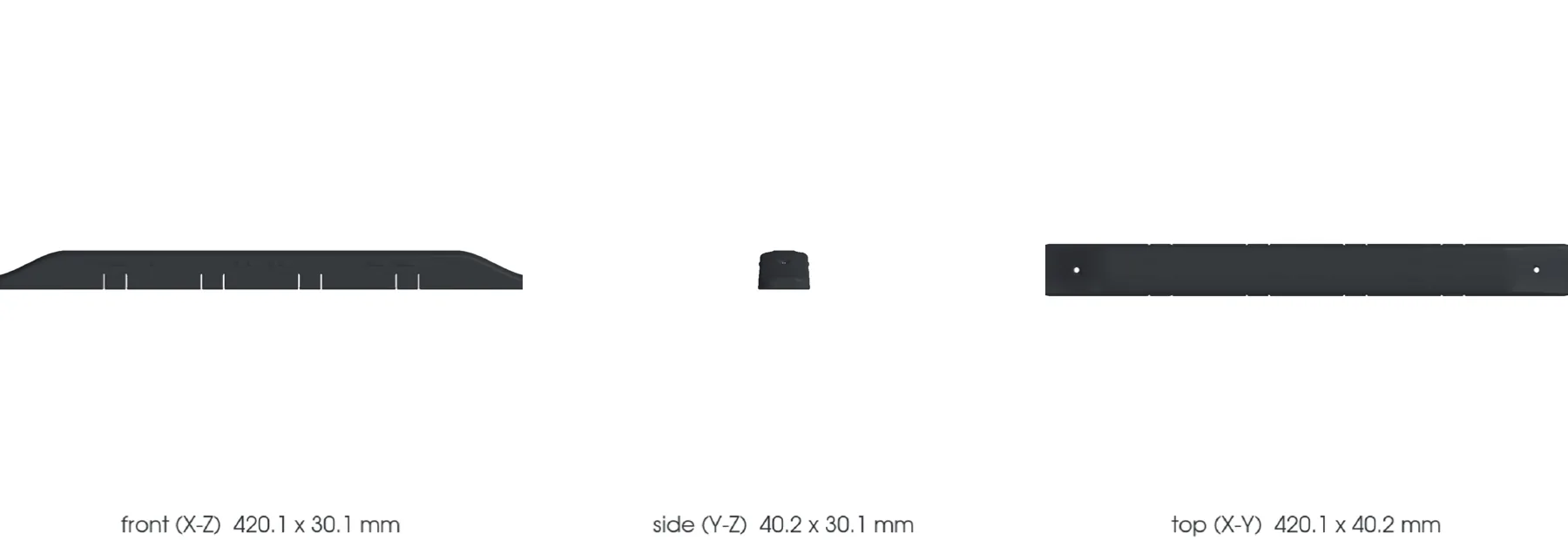 Concept CAD orthographic views for 993-int-seat-rail-cover-0001.