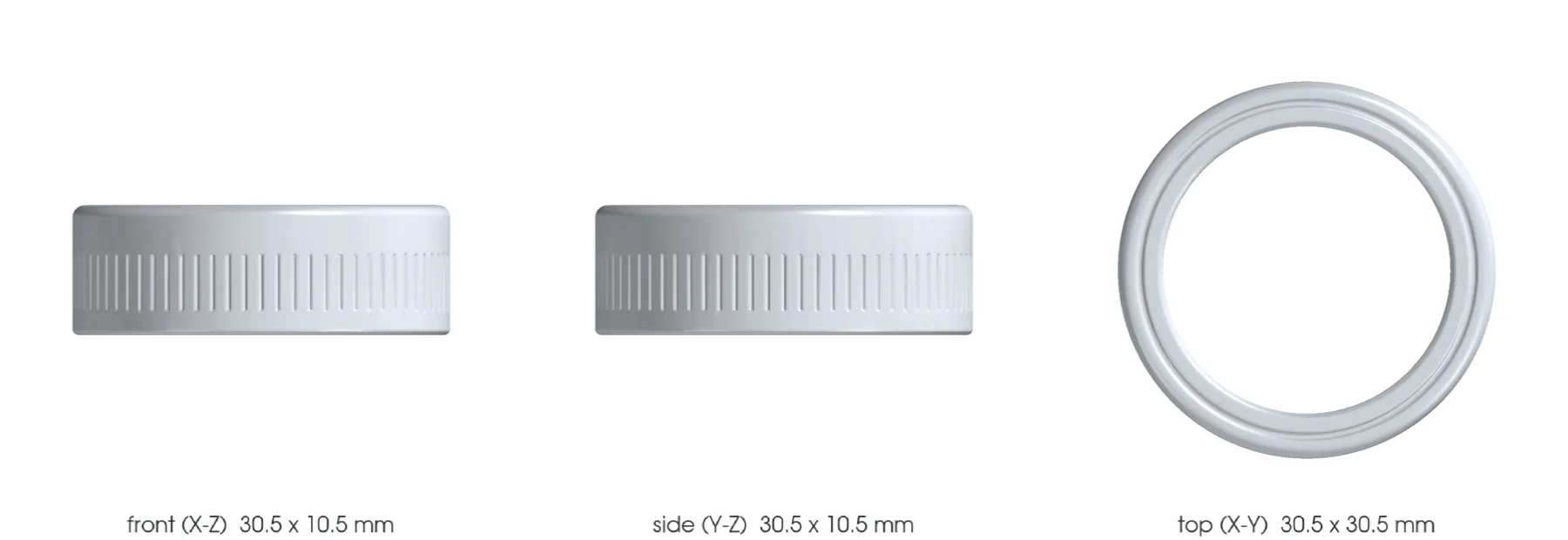 Concept CAD orthographic views for 993-int-switch-trim-ring-f1-0001.