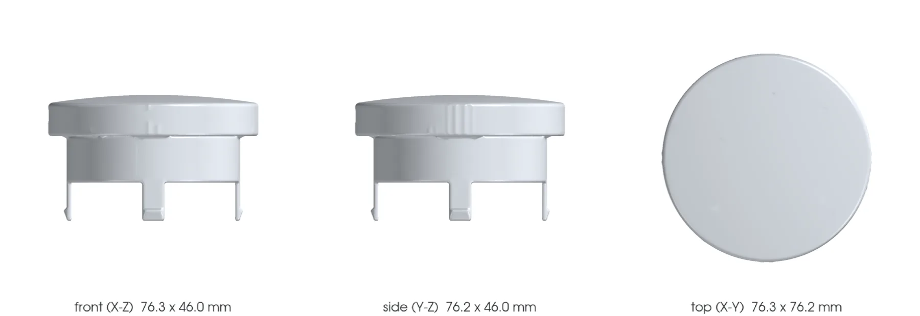 Concept CAD orthographic views for 993-whl-center-cap-alsi10mg-f0-0001.